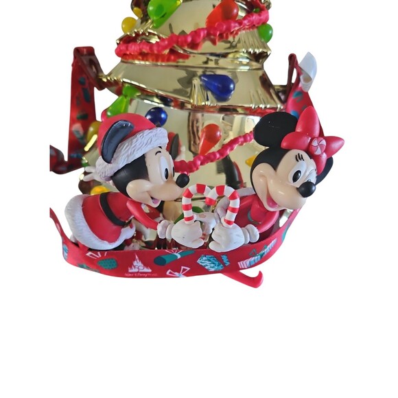 New Disney 2021 Mickey & Minnie Gold Christmas Tree Light Up Popcorn Bucket - Picture 2 of 7